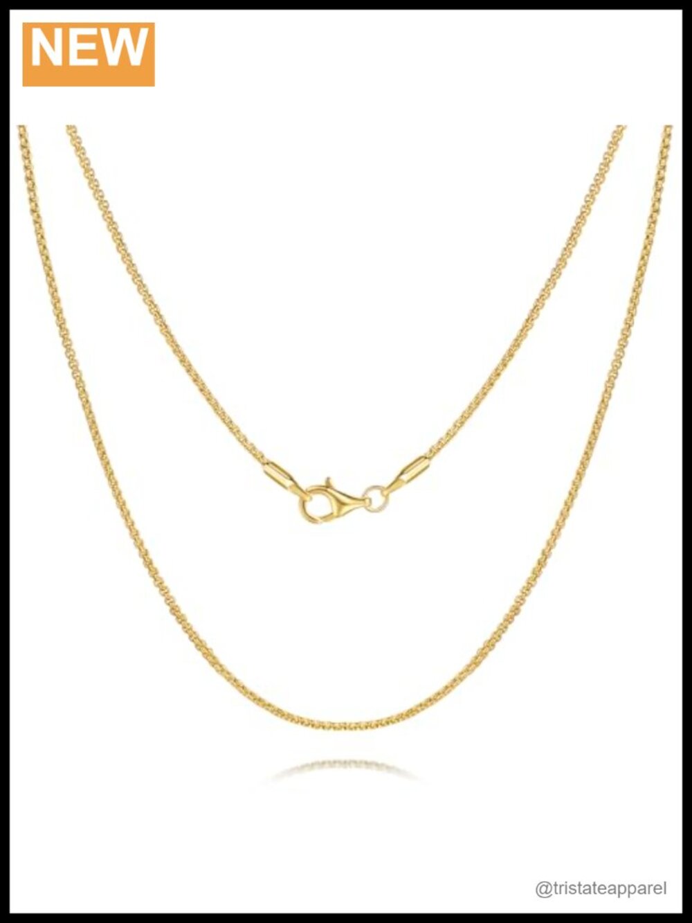 14k Gold Plated Box Chain Necklace 1.3mm 22in